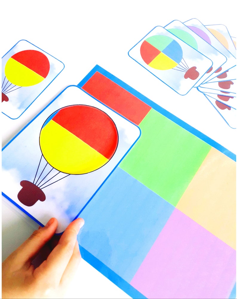 Activité pratique Montessori, jeu d'association des couleurs