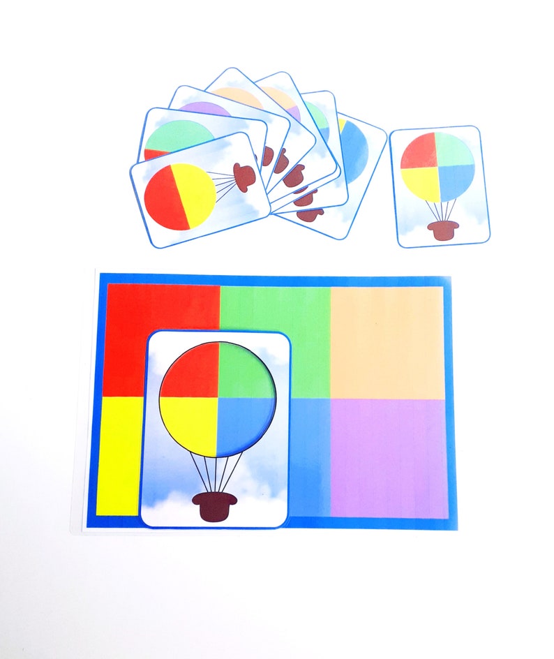 Activité pratique Montessori, jeu d'association des couleurs