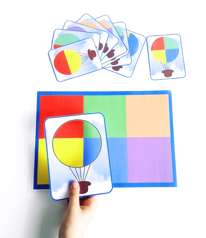 Activité pratique Montessori, jeu d'association des couleurs