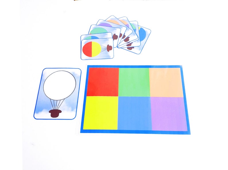 Activité pratique Montessori, jeu d'association des couleurs