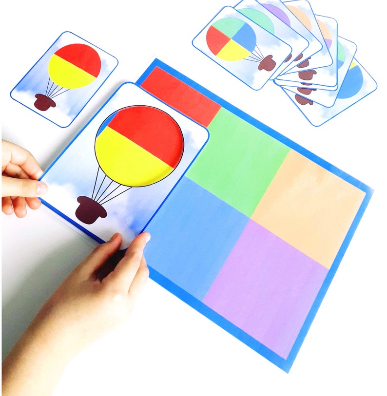 Activité pratique Montessori, jeu d'association des couleurs