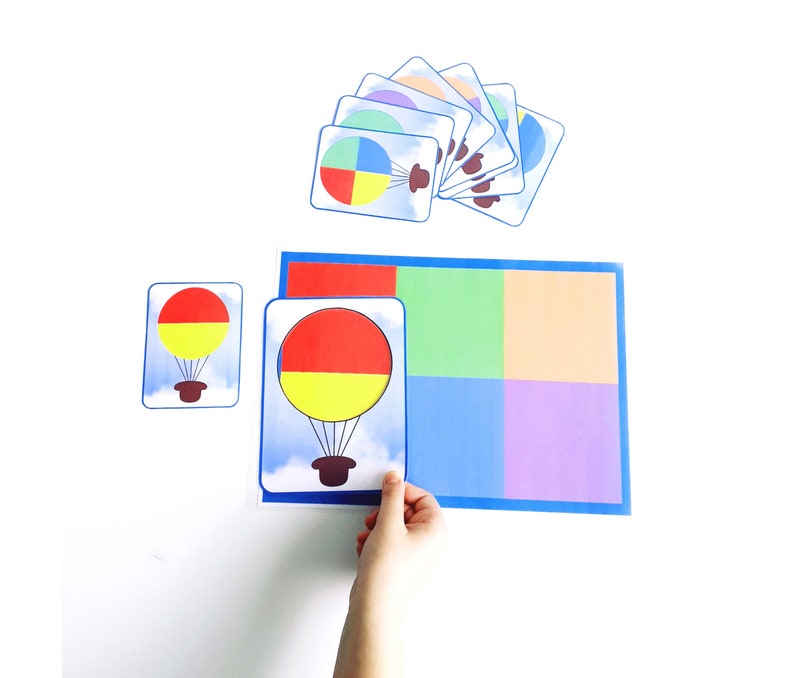 Activité pratique Montessori, jeu d'association des couleurs