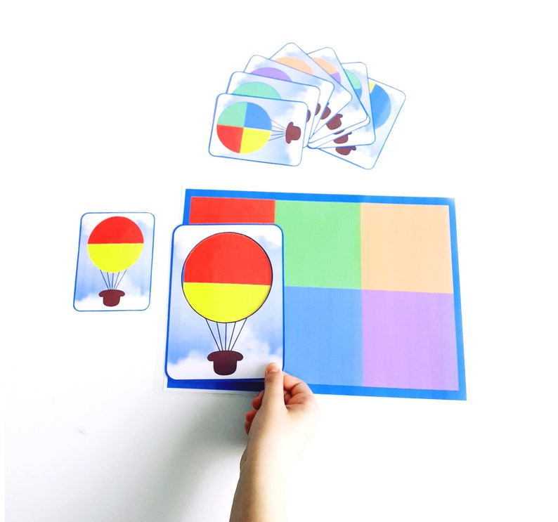 Activité pratique Montessori, jeu d'association des couleurs