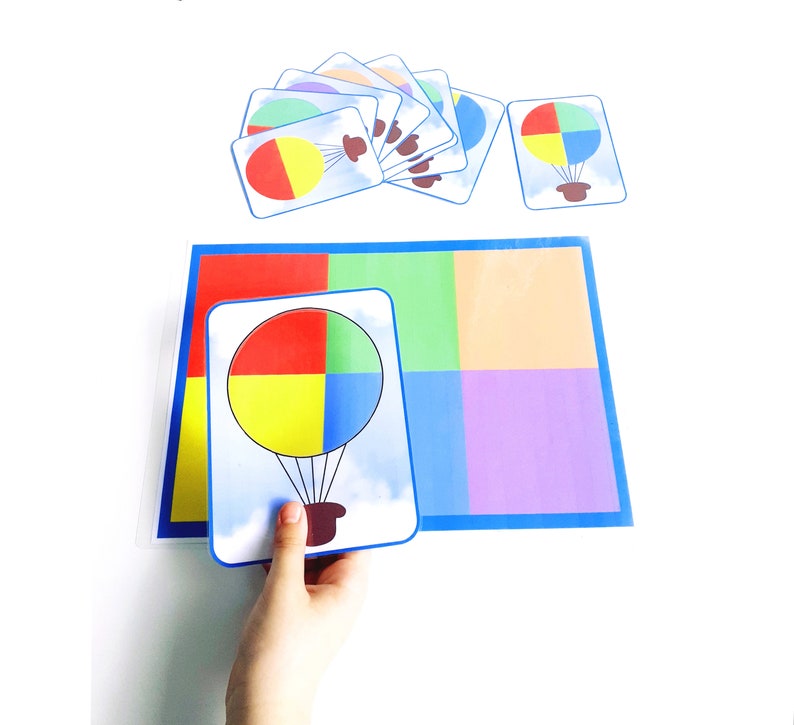 Activité pratique Montessori, jeu d'association des couleurs