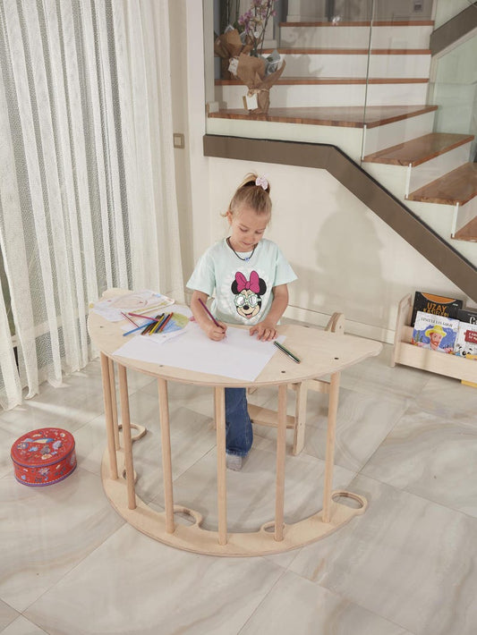 Table à grimper en bois arquée 2 en1 Balançoire Montessori